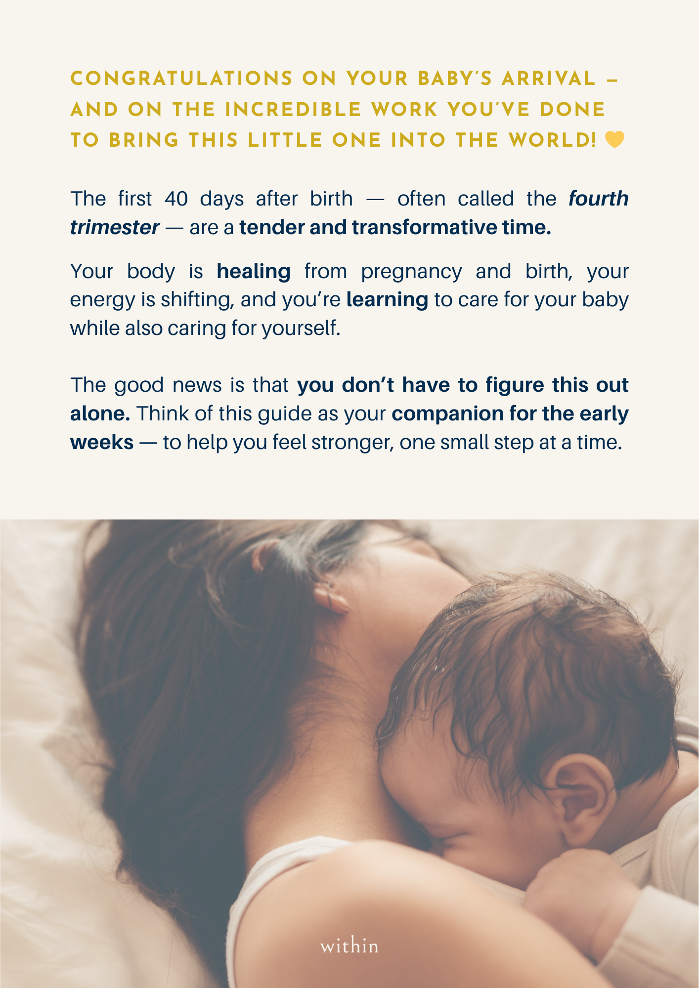 Digital postpartum guide: Caring for yourself in the fourth trimester